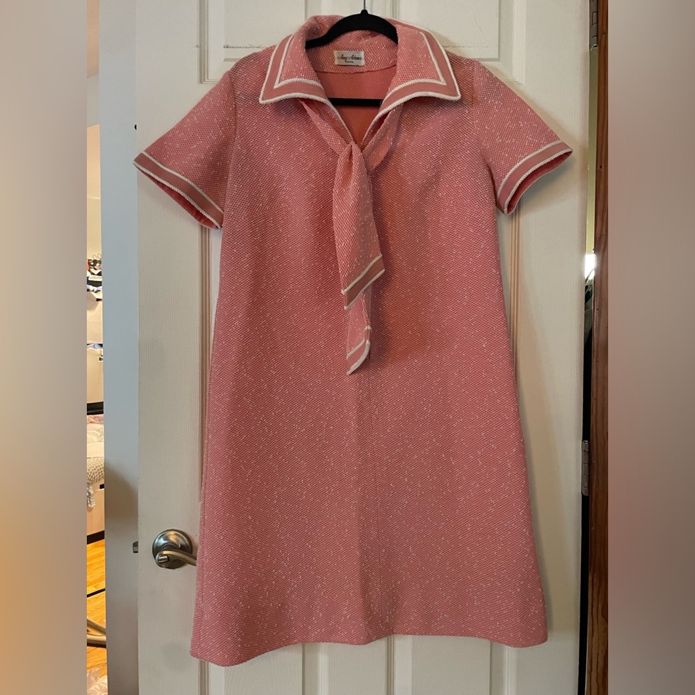 Vintage Amy Adams Knits Coral Pink Sailor Collar Dress